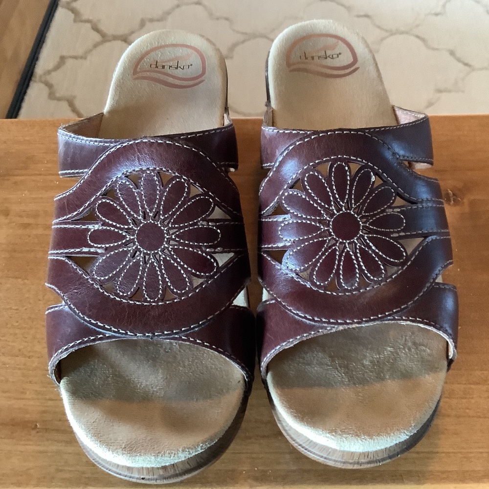 Dansko Brown Leather Slide Sandals